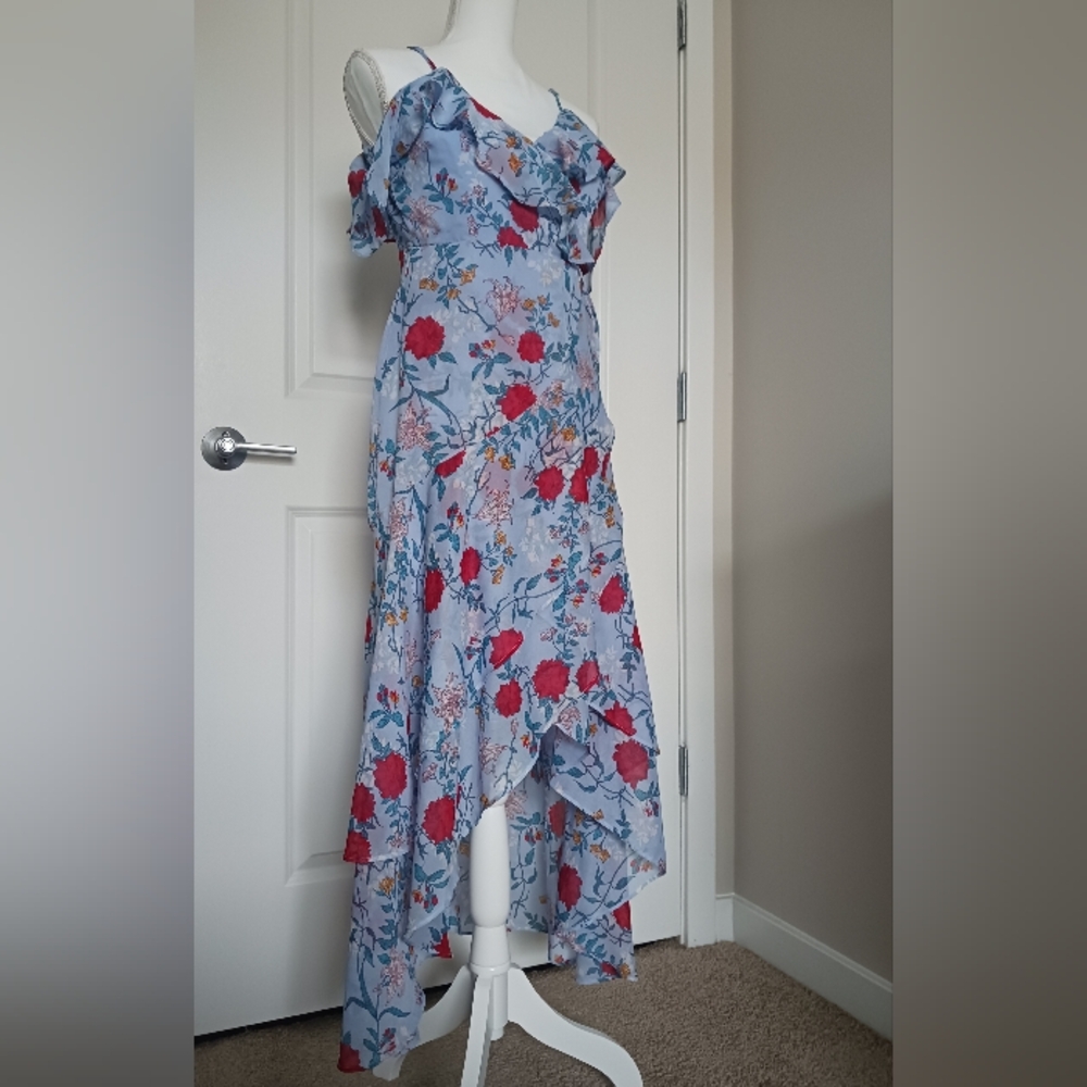 Bardot - Blue & Floral Pattern Dress